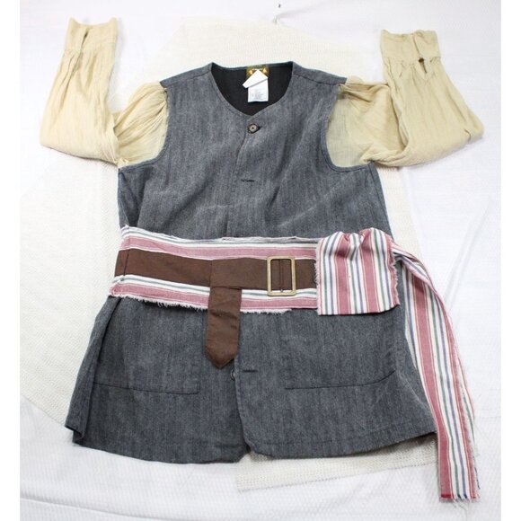 Disney Store Pirates Of The Caribbean Jack Sparrow Costume Vest With Shirt & Bel - Picture 1 of 9